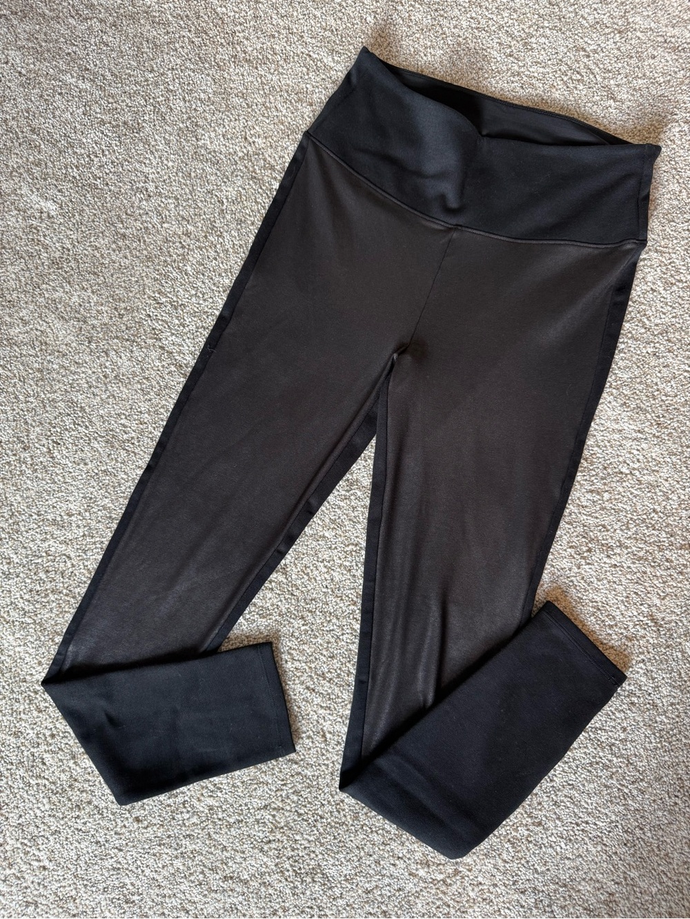 Red Hot Spanx Black Faux Leather Panel Leggings Size Large